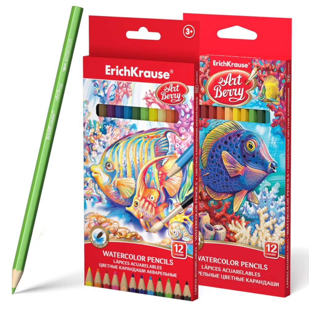 Creioane colorate solubile, set 12 culori, pensula inclusa, mina 3 mm - imagine 5